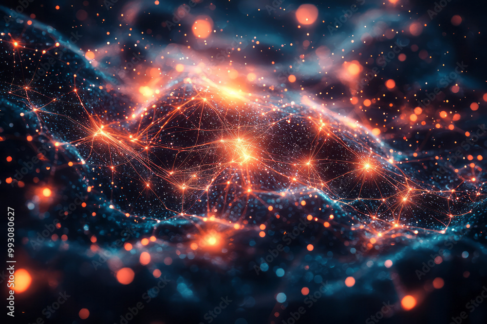 Aufkleber a glowing network of interconnected thoughts, with vibrant lines connecting different points