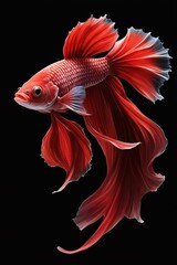 Fototapeta premium a vibrant red Betta fish against a black background