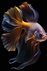 Obraz premium a Betta fish,a solid black background