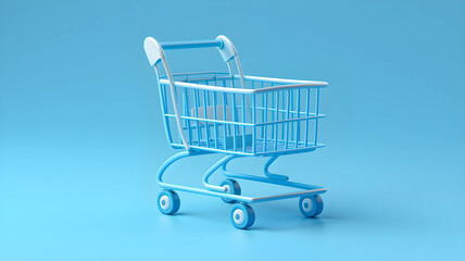 Sleek Blue Minimalist Shopping Cart for Retail and Groceries