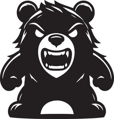 Angry bear Silhouette Vector file. on white background