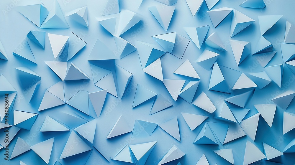 Poster a detailed image featuring a navy backdrop dotted with numerous tiny paper fragments in the foregrou