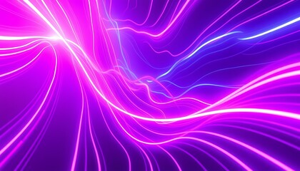 Obraz premium Futuristic High-Tech Tunnel with Glowing Purple and Pink Curved Neon Lines