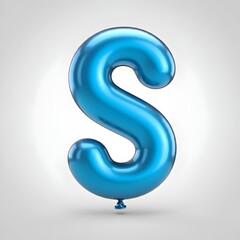 Naklejka premium Blue letter Sin shape of a balloon, Clean image, high quality, white background