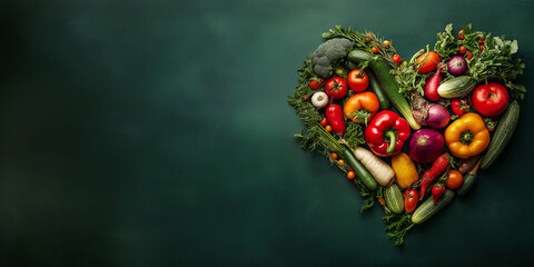 A heart arrangement made of vegetables. Ai generation