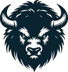 Angry bison Silhouette Vector file. on white background