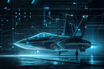 Futuristic Jet Fighter in a Digital World