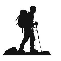 mountaineer climber hiker people, vector silhouette collection