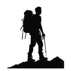 Outdoor Hiker Silhouette Vector Art Transparent Background