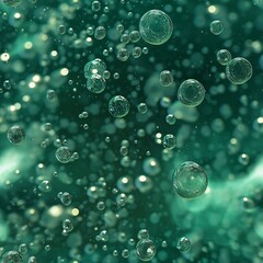 Fine bubbles in a green soda glow, ideal for beverage advertising and refreshing visuals.