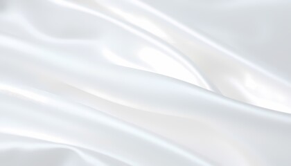 Obraz premium Close-Up of White Satin Fabric with Natural Folds and Soft, Glossy Light Reflections