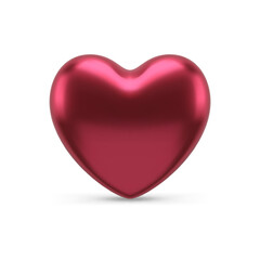 Red heart shape symbol of love realistic 3d vector illustration. Bright Christmas tree festive decor or Valentines romance date holiday metallic luxury design template