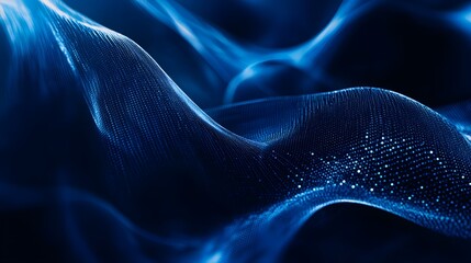 Fototapeta premium Abstract Blue Wave of Glowing Particles