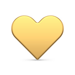Cute golden heart shape decorative decor statuette for festive holiday realistic vector illustration. Bright luxury design template for Christmas tree, st Valentines day or romantic honeymoon isolated