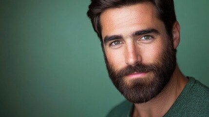 Obraz premium A man with a beard and green shirt