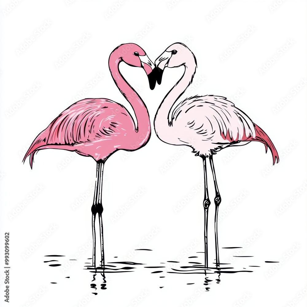 Poster flamingo love.