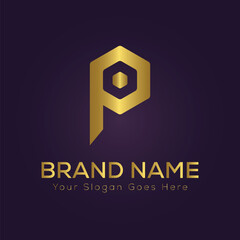 Letter p luxury gold logo concept
