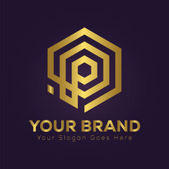 Obraz premium Letter p luxury gold logo concept 