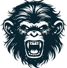 Angry Chimpanzee Silhouette Vector file. on white background