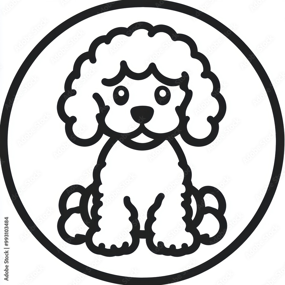 Wall mural cute poodle icon.