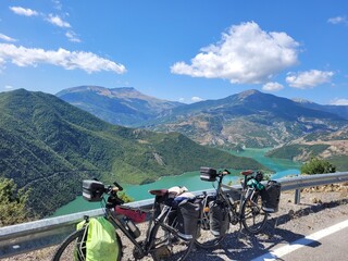 bike packing in the mountains