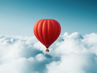 Fototapeta premium Hot air balloon soaring above storm clouds, rising above challenges, competitive advantage, overcoming adversity