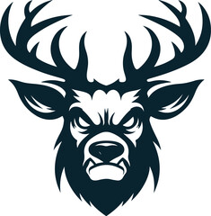 Angry Deer Silhouette Vector file. on white background