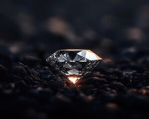 Glowing diamond in rough stone, refined value, competitive advantage, value refinement