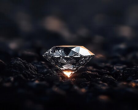 Glowing diamond in rough stone, refined value, competitive advantage, value refinement