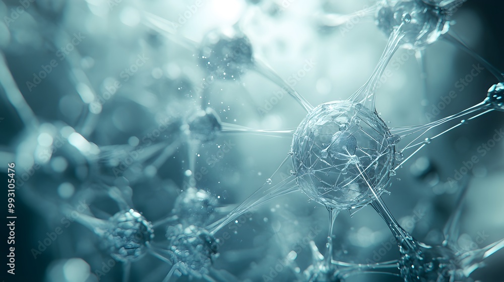 Poster abstract representation of a connected network of water droplets