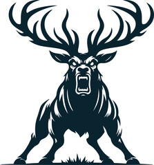 Angry Deer Silhouette Vector file. on white background