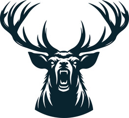 Angry Deer Silhouette Vector file. on white background