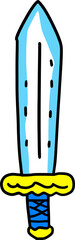 Cartoon Blue and White Sword with Yellow Hilt and Simple Design