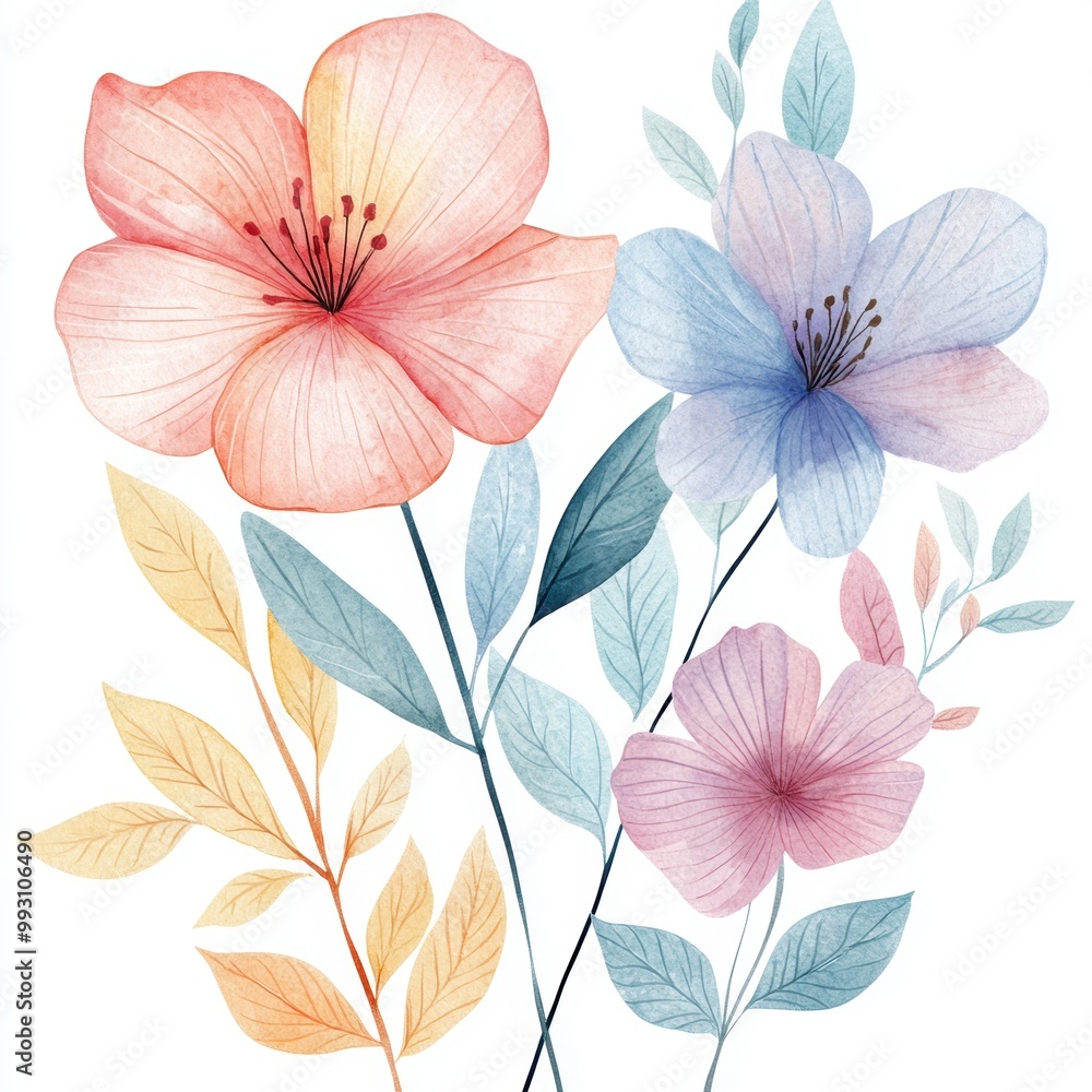 Poster Watercolor Floral Bouquet.