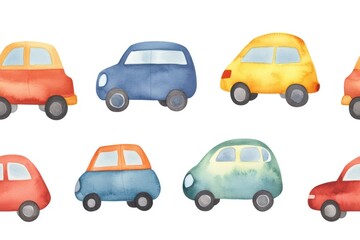 Naklejka premium Watercolor Cars Clipart.
