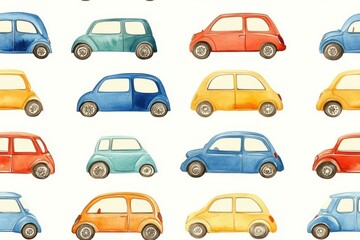 Watercolor Cars Seamless Patte