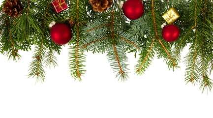 christmas fir tree decoration top view isolated on white or transparent png