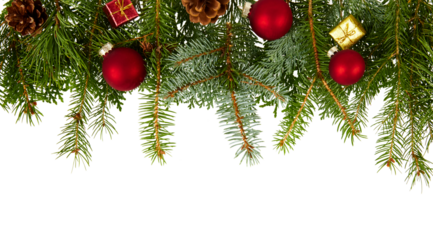 christmas fir tree decoration top view isolated on white or transparent png
