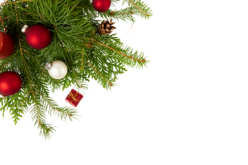 christmas fir tree decoration top view isolated on white or transparent png