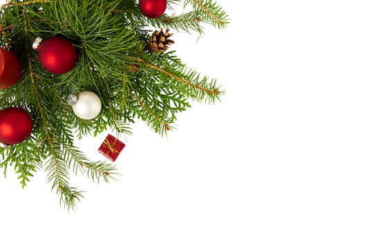 christmas fir tree decoration top view isolated on white or transparent png