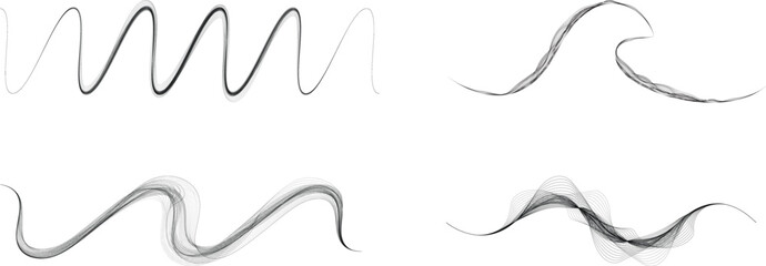 Decorative swirl of lines . Intertwined one lines circles. Abstract flow linear fluid shapes .Curly design element. Music sound wave . Swirl calligraphic flourish divider ornament design.Vector 