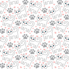 Seamless pattern with cute colorful Kittens. Creative childish texture. Great for fabric, textile Vector Illustration