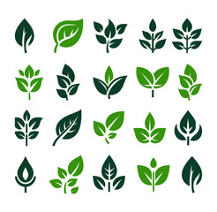 set of green leaves