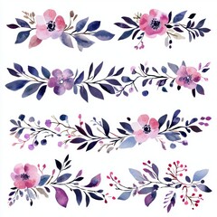 Obraz premium Watercolor Floral Borders.