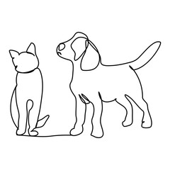 Cat & dog line art 08. Good use for symbol, logo, web icon, mascot, coloring book, sign, or any design you want
continuous line drawing vector illustration of dog and cat, Continuous one line art 