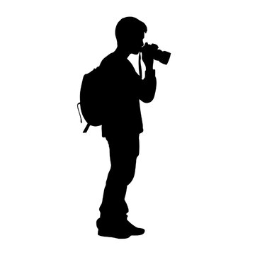 recommend clip art: Photographer with Camera Silhouette Vector Illustration Transparent Background
