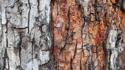 Close-up of tree bark texture background showcasing natural wood patterns and rough grainy surface, ideal for eco-friendly projects and nature-themed designs. Organic material