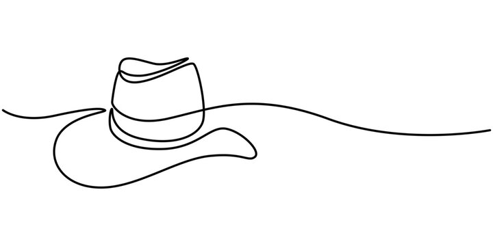 recommend clip art: Continuous line drawing of cowboy hat. One line of cowboy hat. Cowboy continuous line art. Editable outline, Continuous cowboy hat one line drawing minimalism design isolated on white background