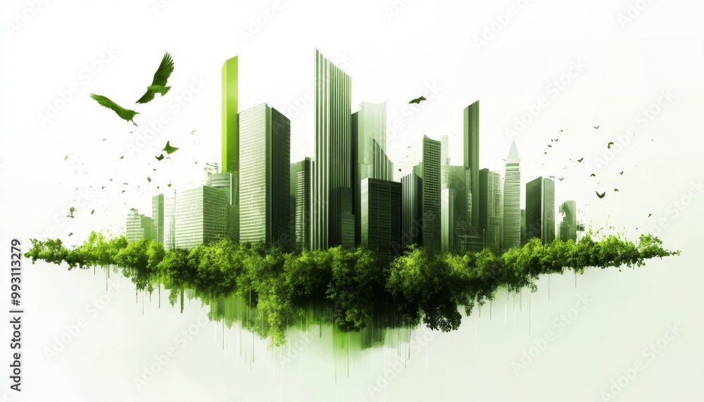 Poster commitment to environmental responsibility in city planning.