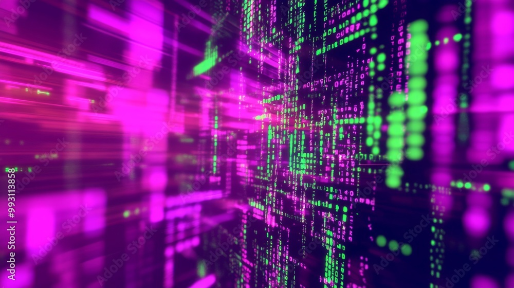 Aufkleber abstract representations of data in julia: green and violet imagery